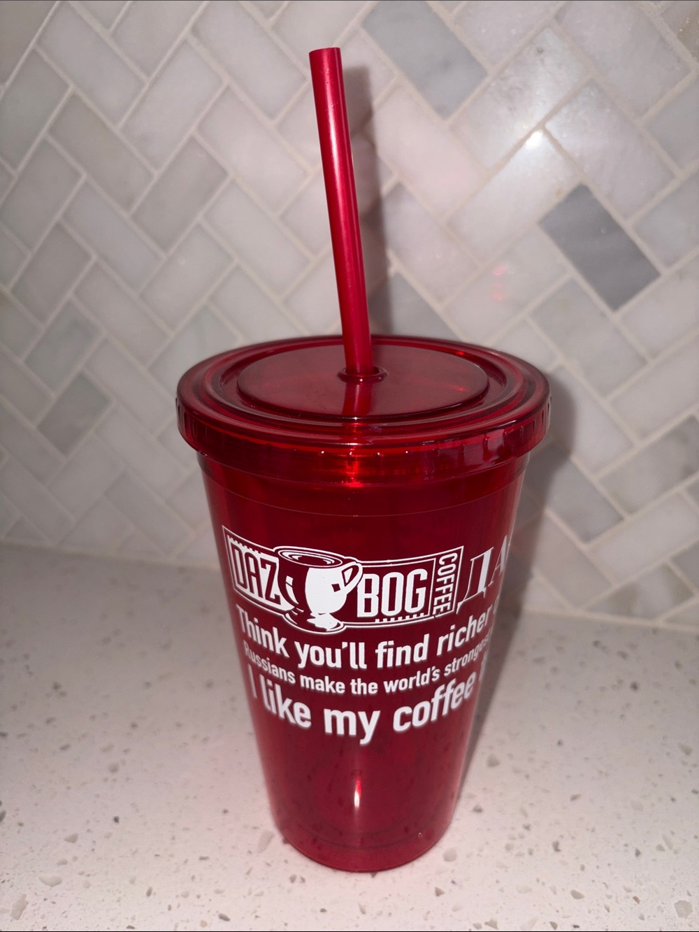 DazBog Coffee cold drink tumbler with straw
